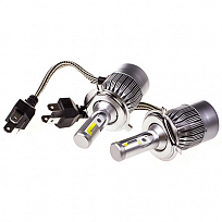 Автолампа-LED (аналог ксенона) H4(C6) 12/24V 26W 6000K 4000Lm  2-конт SKYWAY min 2 шт  радиатор+вен